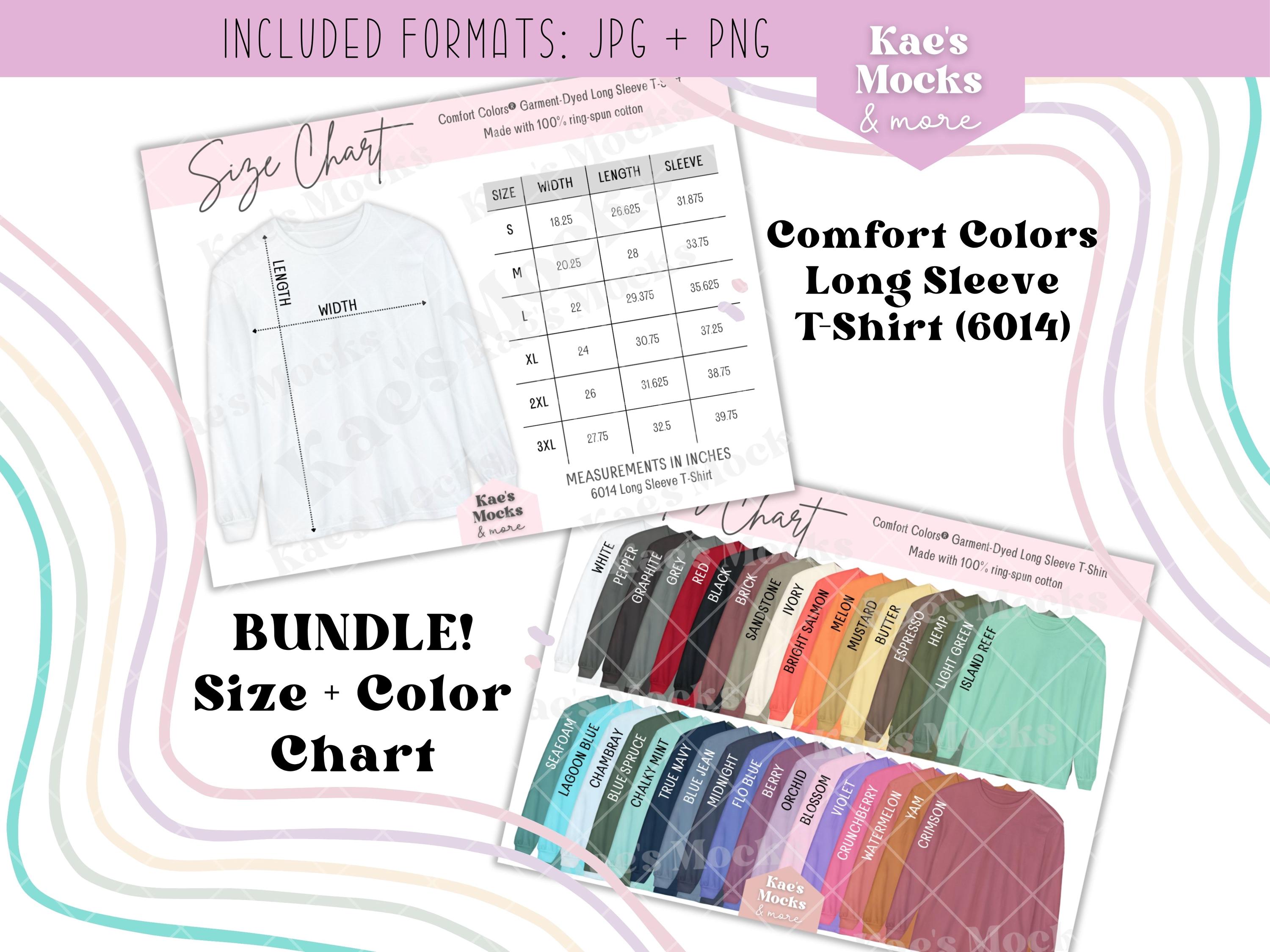 Comfort Colors 6014 Color and Size Chart Bundle, CC6014 Color Options ...