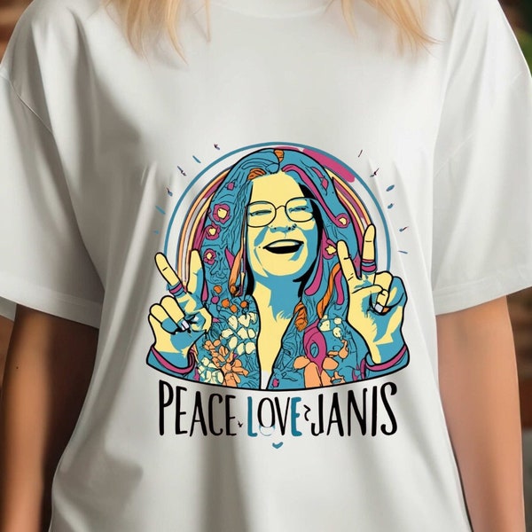 Janis Joplin Woodstock T-Shirt, Vintage Rock n Roll Tee, Woodstock Hippie Queen, Peace Love Janis, Unisex Concert Shirt, Retro 70s Style