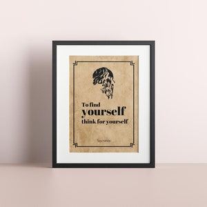 Philosophy Decor, Socrates Quote, Digital Print, Digital Wall Art, Meaningful Gift