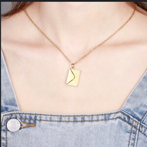 Collar de mensaje oculto, collar de sobre, collar de nombre delicado personalizado, collar de carta de amor, collar de novia