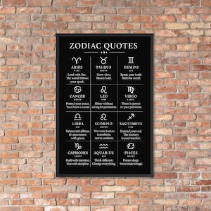 Poster con segno zodiacale / Stampa da parete con astrologia / Stampa con oroscopo / Decorazione celeste / Regalo per gli amanti dello zodiaco. Poster incorniciato.
