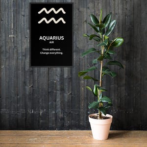 Póster de signo del zodíaco / Arte mural astrológico / Impresión del horóscopo / Decoración celestial / Regalo para amantes del zodíaco. Póster enmarcado.