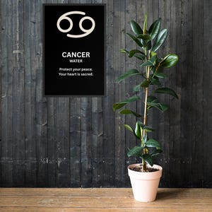 Póster de signo del zodíaco / Arte mural astrológico / Impresión del horóscopo / Decoración celestial / Regalo para amantes del zodíaco. Póster enmarcado.