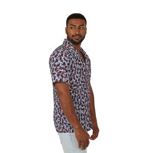 Vibrant Men&#39;s Hawaiian Camp Shirt, Summer Style Shirt, Vacation Attire, Beach Wear Shirt, Tropical Print Shirt, Casual Party Shirt