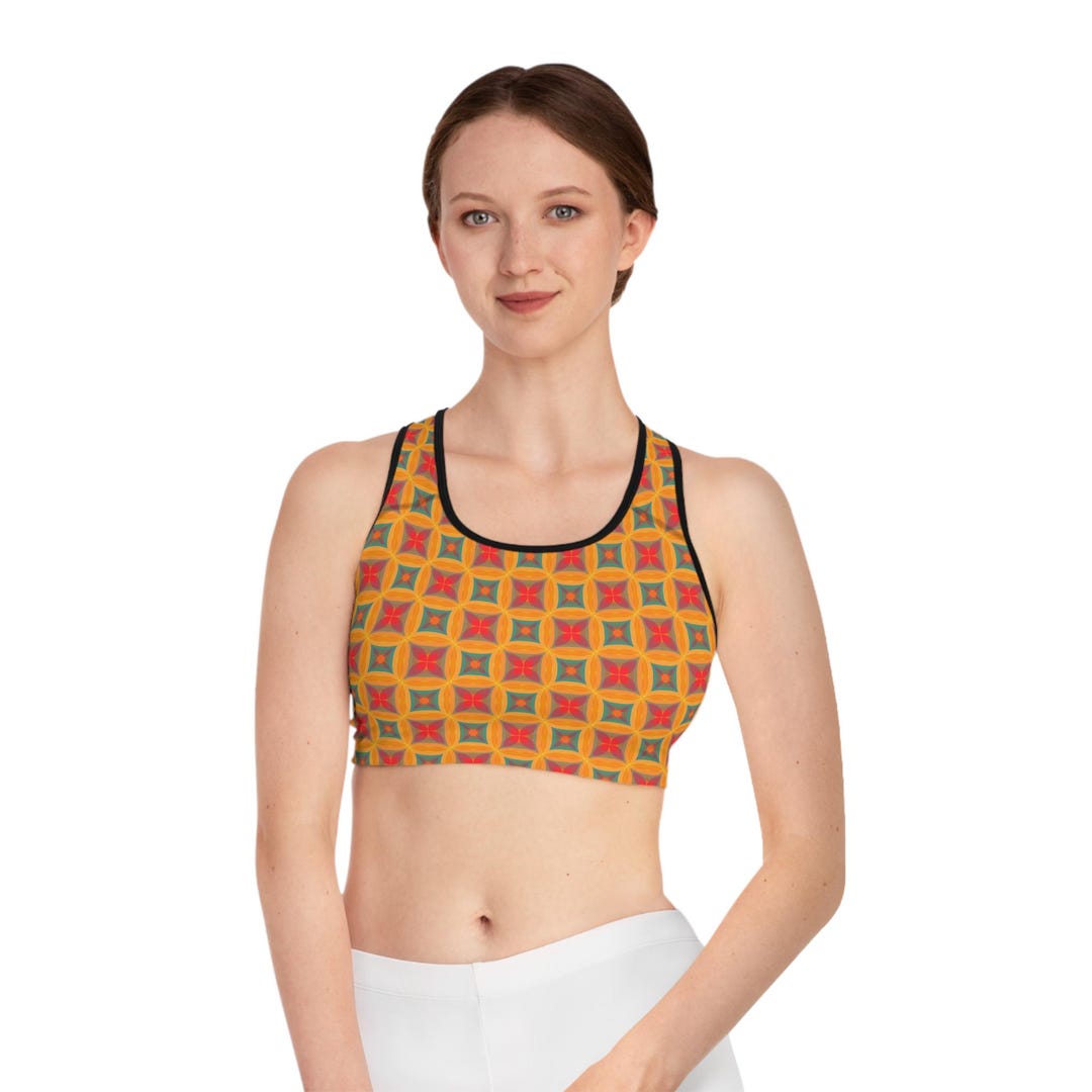 Vibrant Patterned Sports Bra for Active Lifestyle, Fitness Gift, Yoga ...