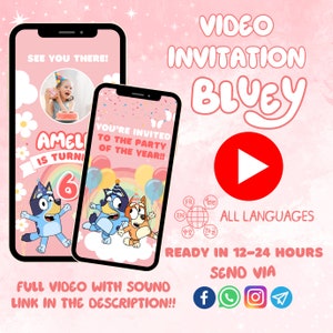 Video invitación de Bluey 01 Gratis Online 2024 - Video Invitaciones  Editables