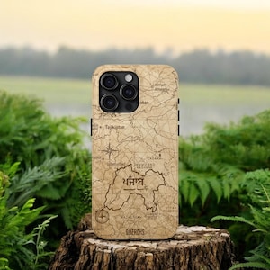 Funda para teléfono con mapa del Punjab antiguo / Funda para teléfono con mapa del Punjab / Mapa del Punjab anterior a 1947 / Fundas para teléfono con mapa del Punjab antiguo / Funda para teléfono con mapa del Punjab antiguo / DMERCHS