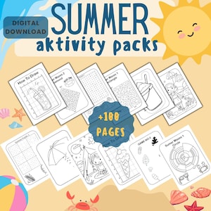 Summer Kids Activities, Summer Camp Activity, Printable Activity Bundle, Coloring Pages,Summer Games, Summer Activity Pack, Summer Coloring