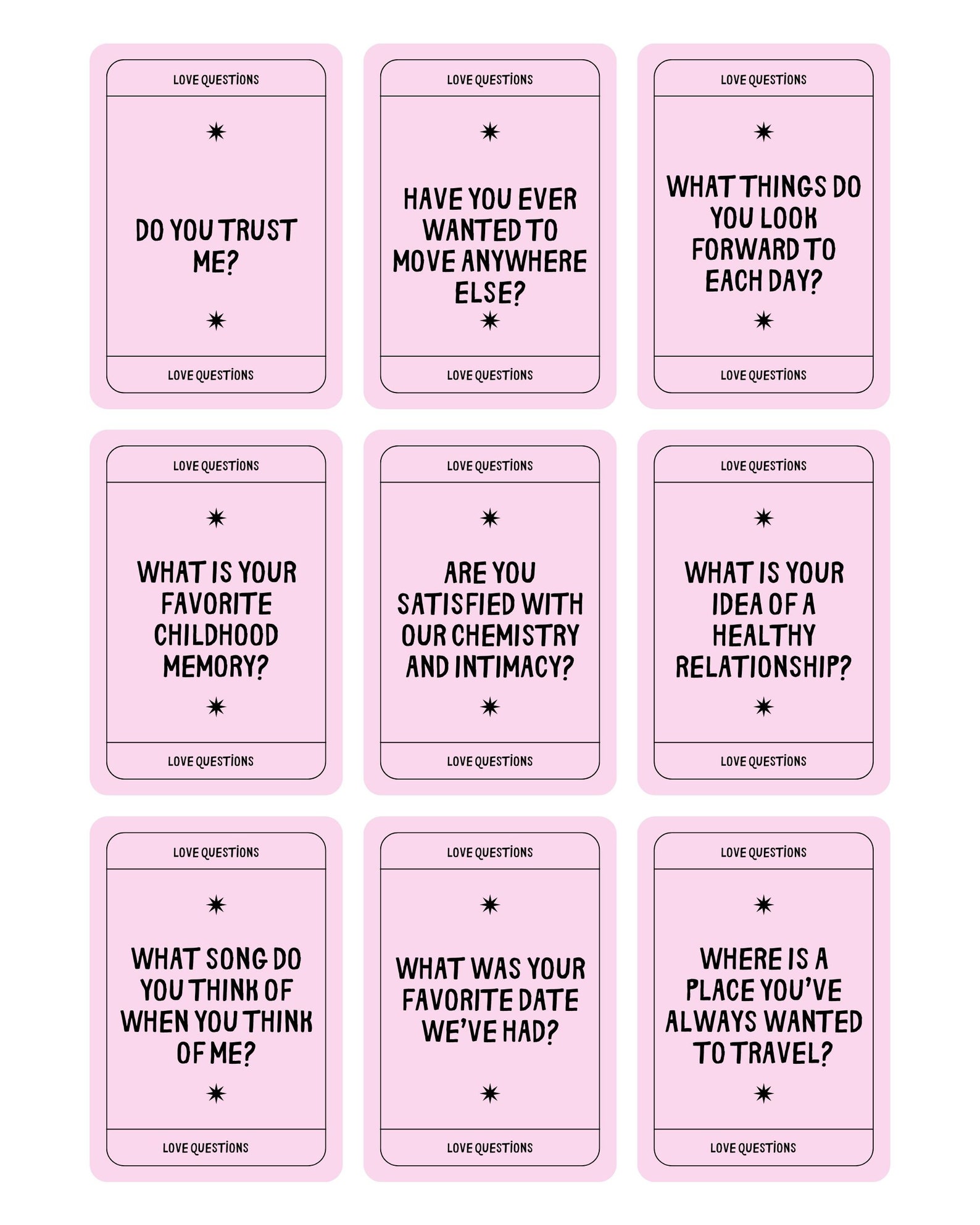 Couple Question Cards, Couple Conversation Questions, Relationship