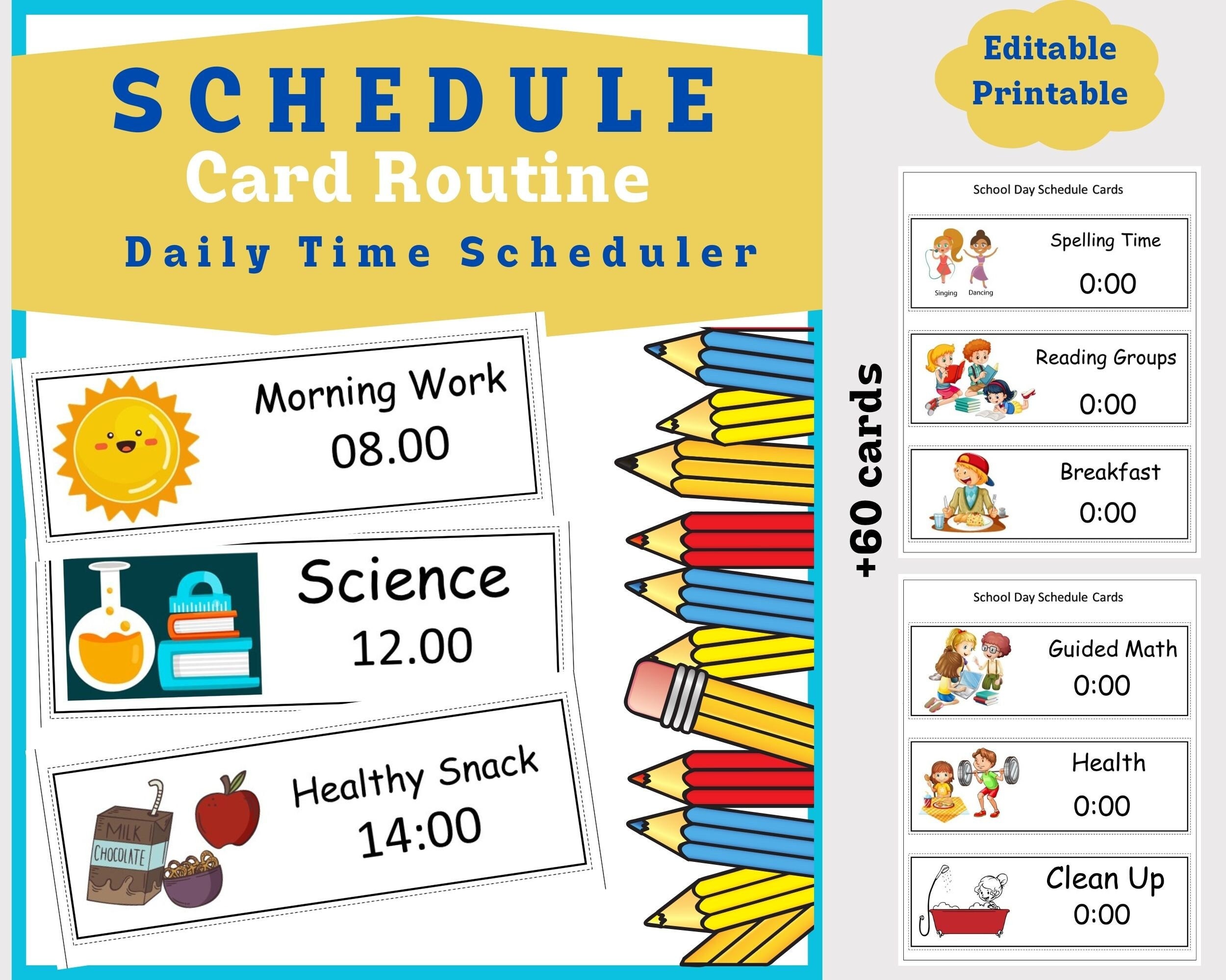 Editable Visual Classroom Schedule Cards,kindergarten Preschool