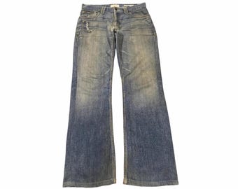 Vintage Y2K Italienischer Designer Wirtshaus in Blau Schlamm Waschen Verblasst Weites Bein Lose Jeans