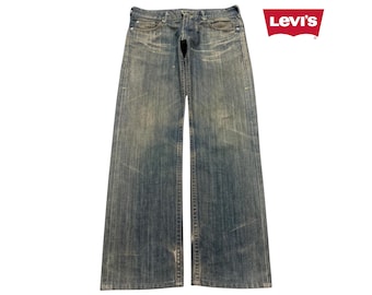Vintage 90s Levis Mud Faded Wash Whiskers Style Straight Leg Loose Jeans