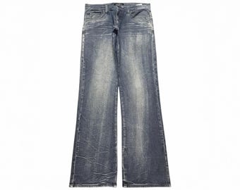 Vintage Y2K Japanese Denim Blue Faded Honeycomb Wash Regular Straight Leg Jeans