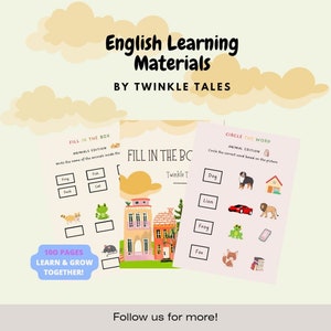 100 Printable Pages | Children Preschool Engaging English Worksheet and Activities | Interactive Bundle | Reading Writing Skills |Solutions