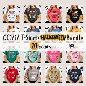 Comfort Colors 1717 Halloween Mockup Bundle, CC1717 T-shirt Bundle, Model Mockups 1717, Halloween Tee Mock, C1717 Shirt Mockups Pepper Ivory
