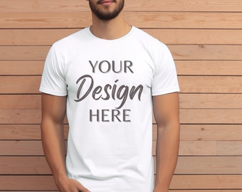 White Bella Canvas 3001 Mockup, T-Shirt Mockup, Male Model Mockup, 3001 Man T-shirt Mockup, Lifestyle Mockup, White Tee Mockup Outdoor