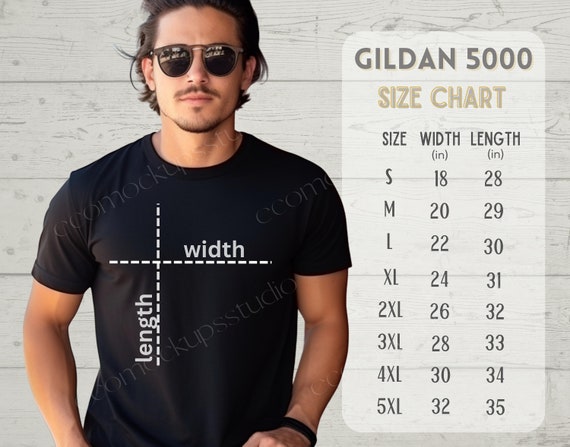 Gildan 5000 Size Chart, Man Gildan Tshirt Size Chart, Gildan Unisex Tshirt Crewneck Size Chart, Gi5000 Tee Man Size Charts, 5000 Tee size