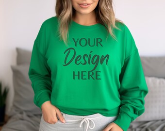 Gildan 18000 Mockup, Gildan Irish Green Sweatshirt Mockup, Sweatshirt Model Mockup, Irish Green Gildan Crewneck Mockups, Heavy Blend Sweater