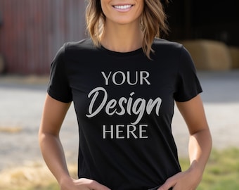 Gildan 5000 Mockup, Black Tshirt Mockup 5000, Model Mockup Gildan Shirt, Black Unisex Tee Mock Gildan, Outdoor Gildan 5000