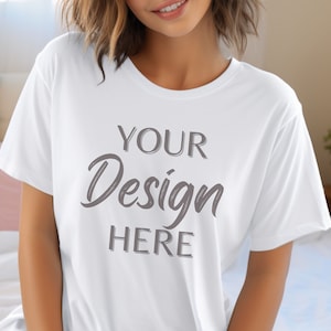 White Bella Canvas 3001 Mockup, Unisex Tee 3001, White T-Shirt Mock, Female Model Mocks, Oversized Shirt Mock, Lifestyle Mockup, 3001 White