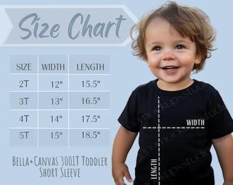 Bella Canvas 3001Т Size Chart, 3001Т Toddler Short Sleeve Size Chart, Unisex Kids T-shirt Size Chart, Toddler Tee Measurement Chart 3001T
