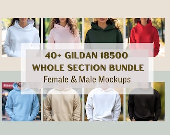 Paquete de maquetas Gildan 18500, paquete de sudadera con capucha 18500, maquetas de modelos Gildan, paquete de sección completa, maquetas de estilo de vida, maquetas de sudaderas con capucha