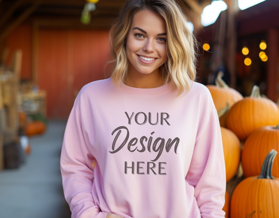 Gildan 18000 Mockup, Gildan Light Pink Sweatshirt Mockup, Halloween ...