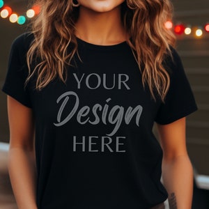 Gildan 64000 Mockup, Black Tshirt Mockup 64000, Model Mockup Gildan Shirt, Black Unisex Tee Mock Gildan, Lifestyle Gildan 64000