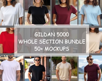 Gildan 5000 Mockup Bundle, 5000 Tshirts Bundle, Gildan Tee Model Mockup Whole Section Bundle, Lifestyle Mockups, Tee Mocks 5000, Tshirt Mock