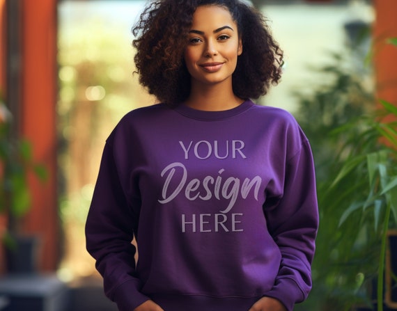 Violet gildan crewneck hotsell