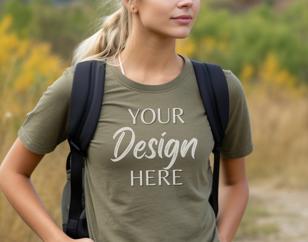 Heather Olive Bella Canvas 3001 Mockup, Lifestyle Bella Canvas Mockup ...
