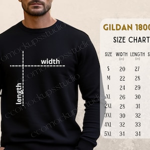 Gildan 18000 Größentabelle, Gildan Sweatshirt Größentabelle, Gildan Unisex Heavy Blend Crewneck Größentabelle, Gi18000 Pullover Größentabelle, 18000