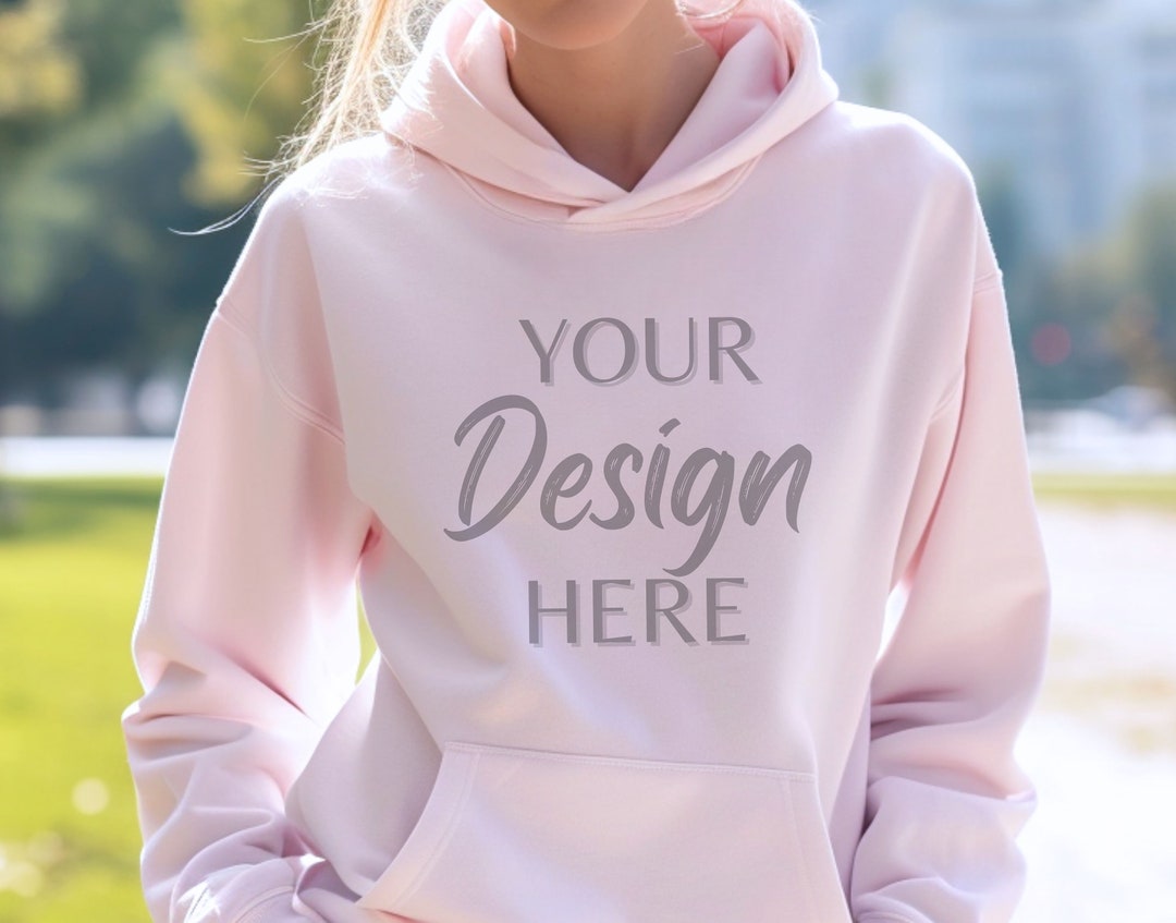 Gildan Men's Fleece Hooded Sweatshirt – Light Pink Pullover Hoodie (X-Large) - View #7