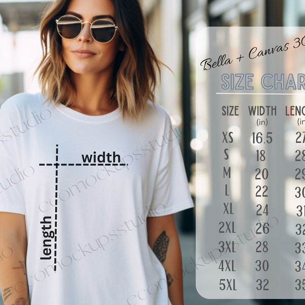 Bella Canvas 3001 Size Chart, T-shirt 3001 Size Chart, Unisex Jersey Short Sleeve T-shirt Size Chart, Bella Canvas Tshirt Measurement Chart