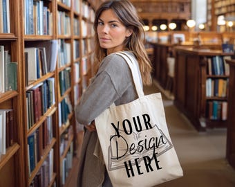 Tote Bag Mockup, Natural Tote Bag Mock, Sublimation Tote Bag Mock, Pod Mockup, Canvas Tote Bag, Port Authority B150, White Tote Bag Mock-up