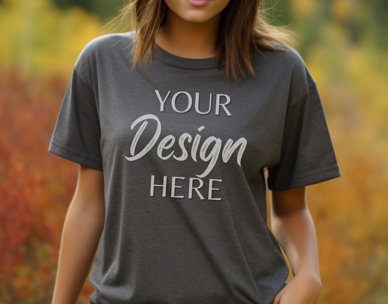 Dark Gray Heather Bella Canvas 3001 Mockup Fall Bella Canvas - Etsy