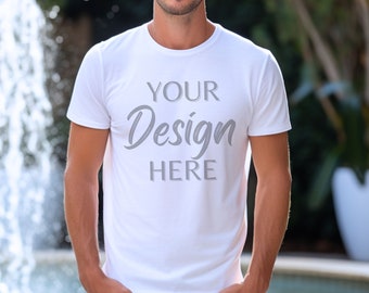 Gildan 64000 Mockup, White Tshirt Mockup 64000, Model Mock Gildan Shirt, White Softstyle Tee Mock, Lifestyle Gildan 64000 White Mockup