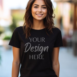 Gildan 64000 Mockup, Black Tshirt Mockup 64000, Model Mockup Gildan Shirt, Black Unisex Tee Mock Gildan, Lifestyle Gildan 64000