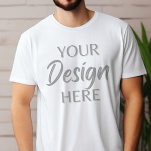 Gildan 64000 Mockup, White Tshirt Mockup 64000, Model Mock Gildan Shirt, White Softstyle Tee Mock, Lifestyle Gildan 64000 White Mockup
