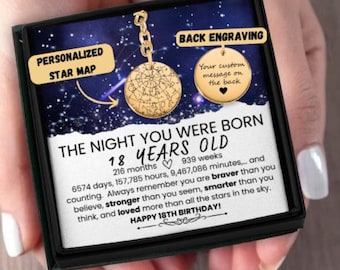 18th Birthday Gift for him her, Custom star map keychain 18th Birthday Gifts Personalized 21st Birthday gift box, 18th Birthday gift for son