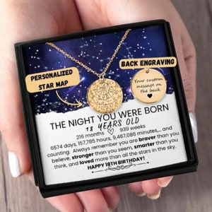 18th Birthday gift for her Custom star map necklace constellation necklace 18th birthday gifts for Daughter from mom and dad 18th birthday