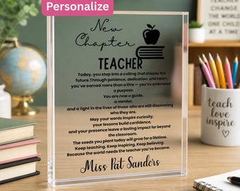Personalized acrylic plaque new teacher gifts,future teacher gifts, future teacher gift,teacher graduation gift for him her, teacher