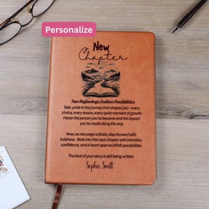 Personalisiertes Journal, neues Kapitel, Ruhestand Geschenk, Chef Geschenk, Vegan Leder, graduierten Andenken, Krankenschwester Schule