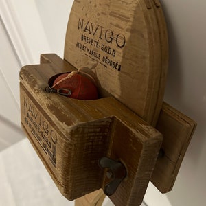 Rare Old Wooden Jokari Game from the 1960s French Brand Navigo/ Game of Rackets and Ball/ Tennis/Boy and Girl Sport/Wooden Toy