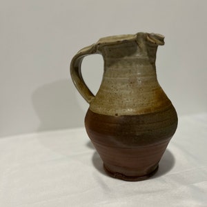 Antique Glazed Stoneware Pitcher Signed Old Pottery Water Jug Jade Terracotta Table Decoration Kitchen Utensil Vase Art