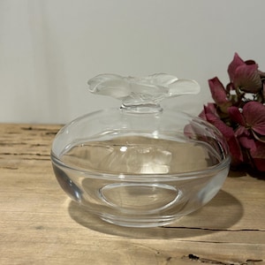 Boîte bonbonne cadeau St Valentin en verre translucide bouton en fleur givré coffret vintage Bijou pétale / bonbonnière collection luxe chic