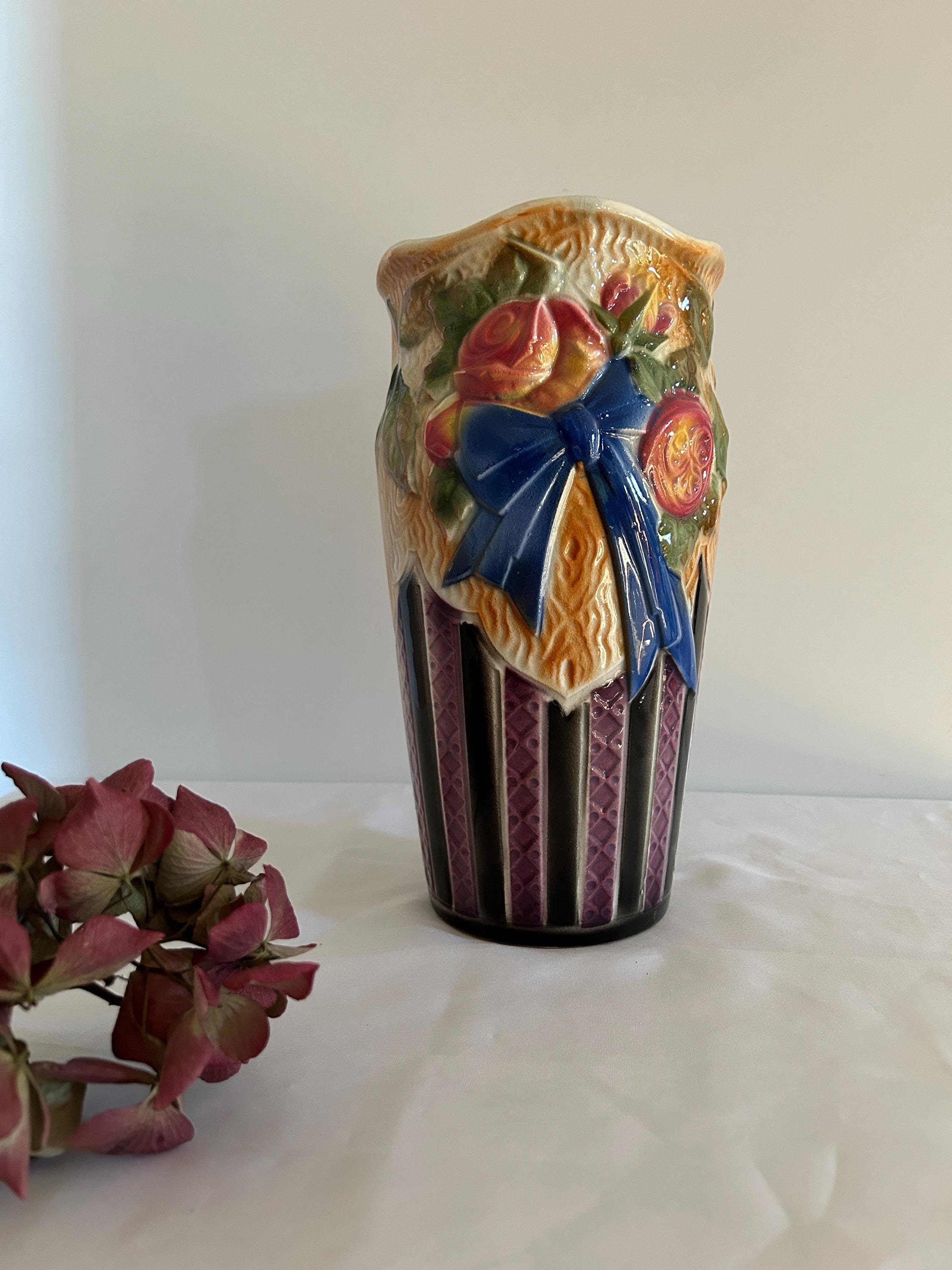 Vase en opaline ~1900 décor floral - ANTIQU'ART