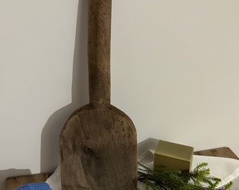 Antique Wooden Washerwoman&#39;s Laundry Beater Early 1900s French Washing Utensil Washhouse Bathroom Decoration