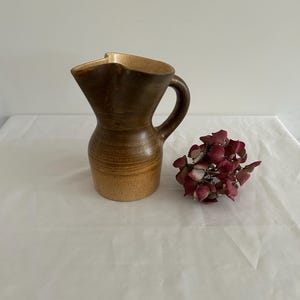 Vintage 1970s French Longchamp Stoneware Pitcher Stamped Carafe Pouring Spout Tableware Jug Decoration Art Deco Vase