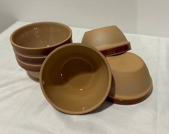 6 Gien-Schalen aus emailliertem Vintage-Steinzeug, Frankreich, Müslischale, Salatschüssel, Retro-Rührschüssel aus Keramik, Frühstücksbehälter